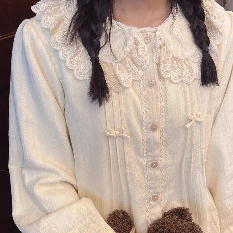 Women'S Formal Wear Blouse - Lolita Cute Whit Shirt Women Sweet