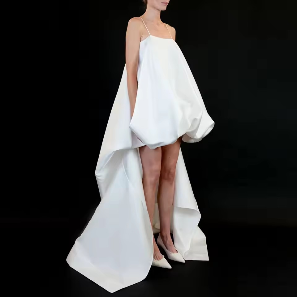 Unique Women'S Formal Wear - 2026 Unique Designed White High-Low Maxi