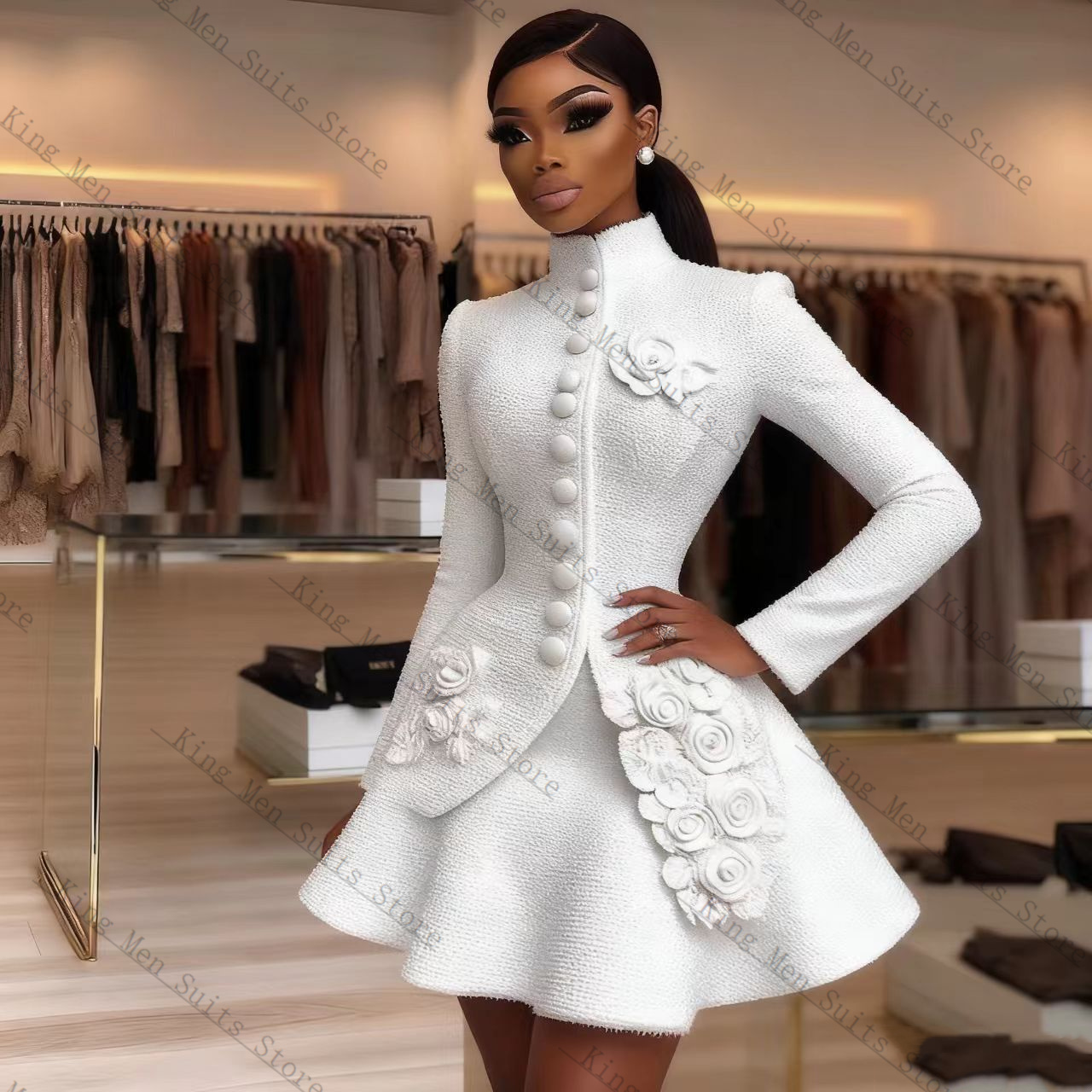 Women Luxury Formal Wear - Luxury White Women Suit Set 2