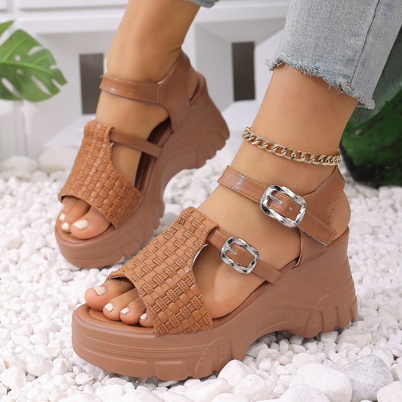 Kitten Heel Women - Summer Block Heel Cutout Wrapped Toe