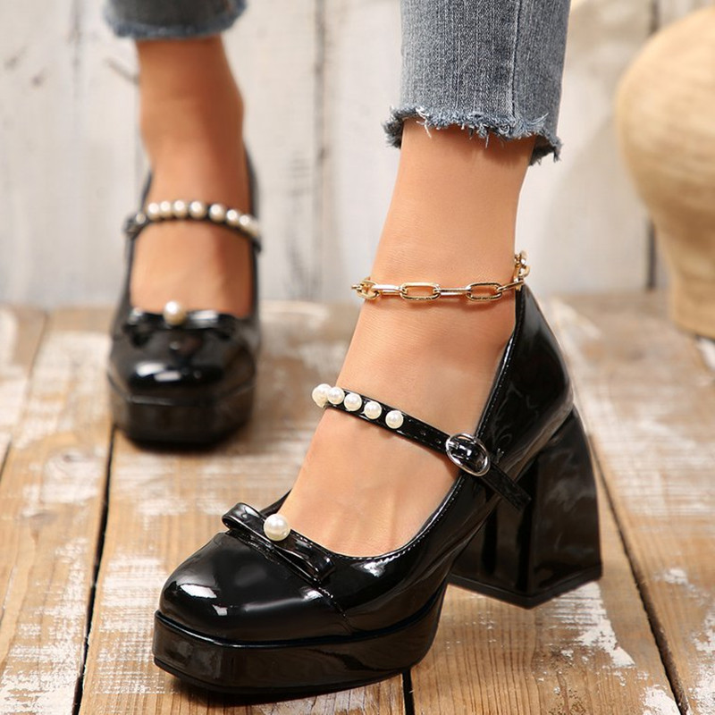 Pump Heel Block - Luxury Brand Block Heel Mary Jane