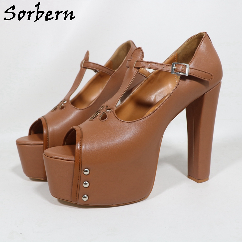 Pump Heel Block - Sorbern Brown Matte Women Pump Shoes