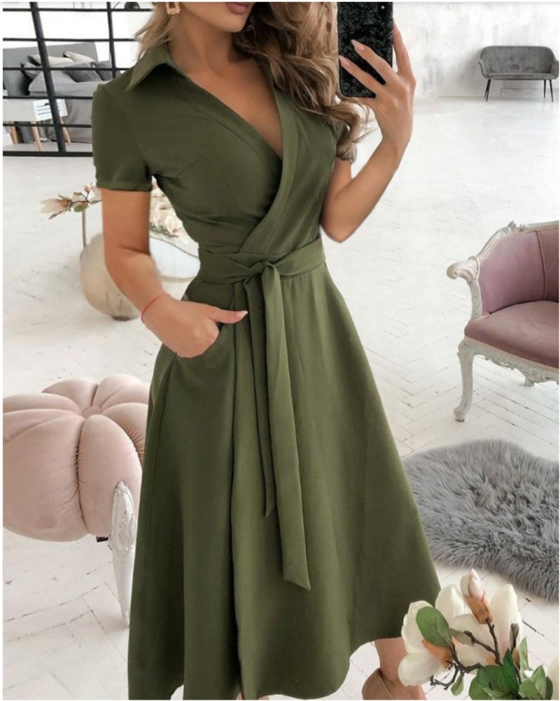 Women's Short Sleeve Wrap Dres - огляд і ціна Wrap Dress Work