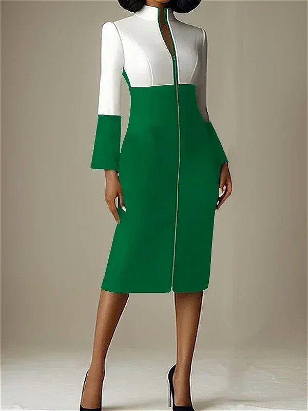 Women Contrast Color V Neck Zi - огляд і ціна Women Formal Wear H&M
