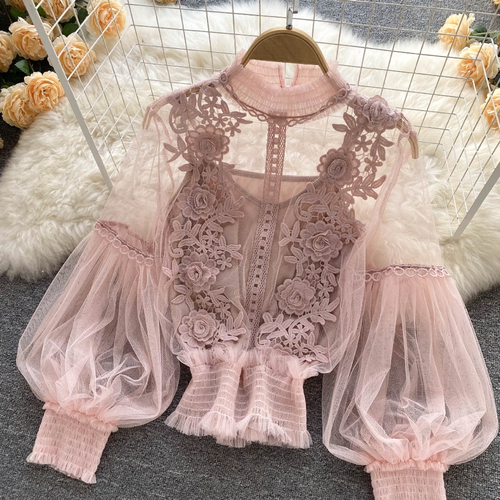 2Pcs/Set Lace Puff Long Sleeve - огляд і ціна Women'S Formal Wear Blouse