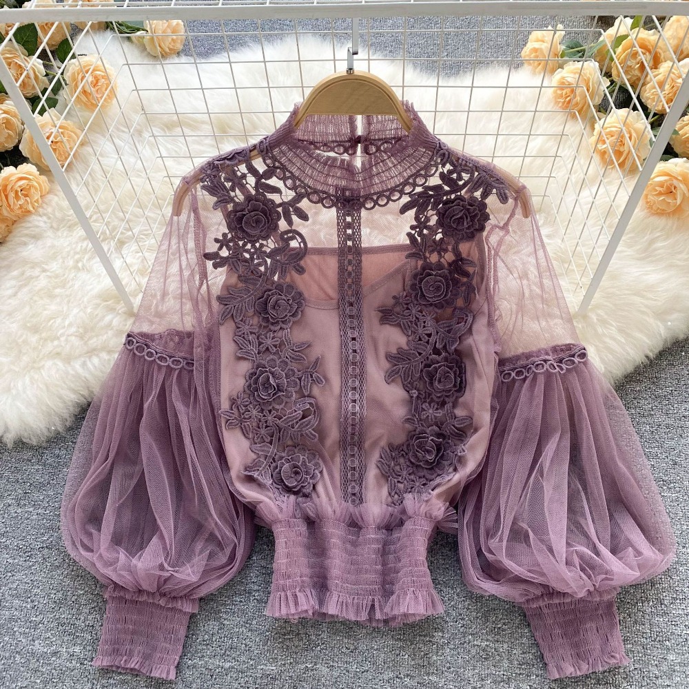 2Pcs/Set Lace Puff Long Sleeve - огляд і ціна Women'S Formal Wear Blouse