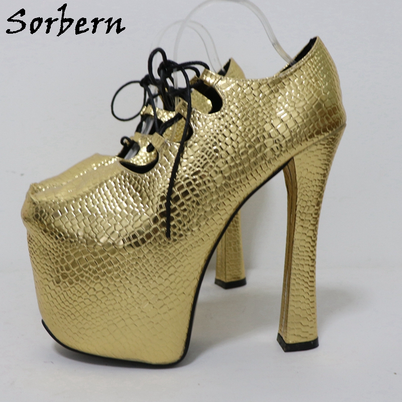 Sorbern Gold Crocodile 20Cm Pu - огляд і ціна Pump Heel Block