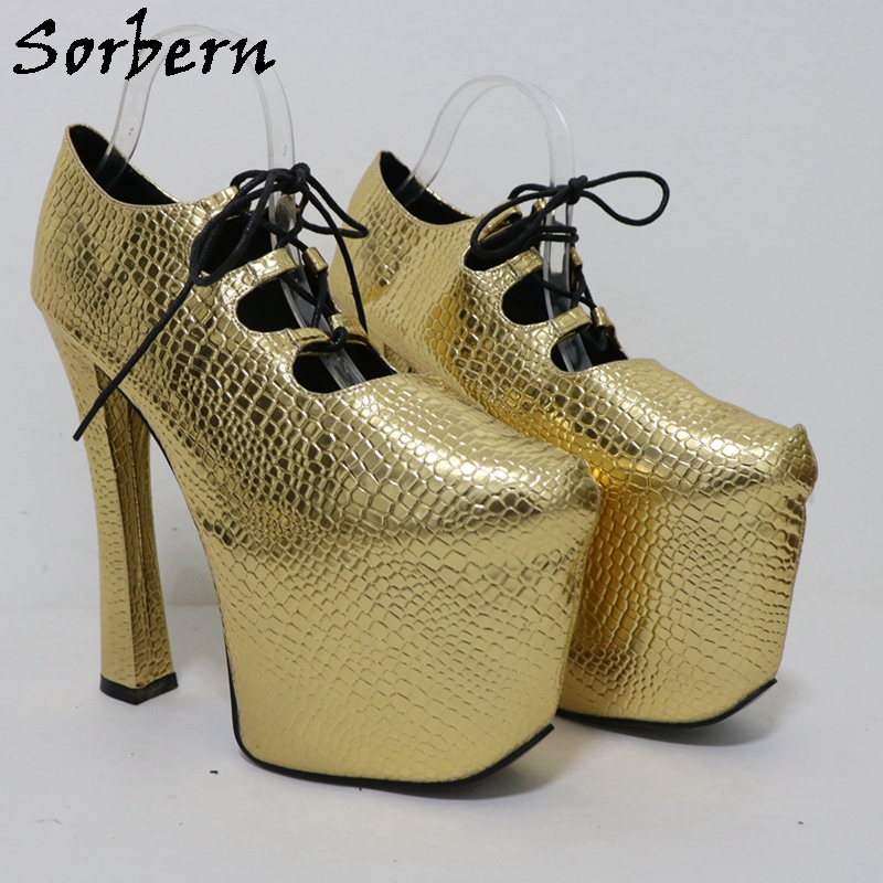 Sorbern Gold Crocodile 20Cm Pu - огляд і ціна Pump Heel Block