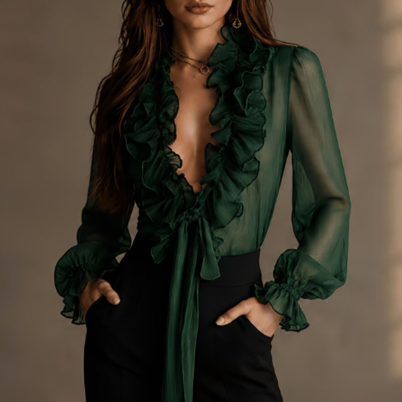 Elegant Women Solid Sheer Shir - огляд і ціна Women'S Formal Wear Blouse