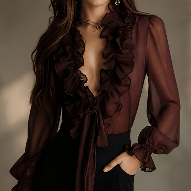 Elegant Women Solid Sheer Shir - огляд і ціна Women'S Formal Wear Blouse