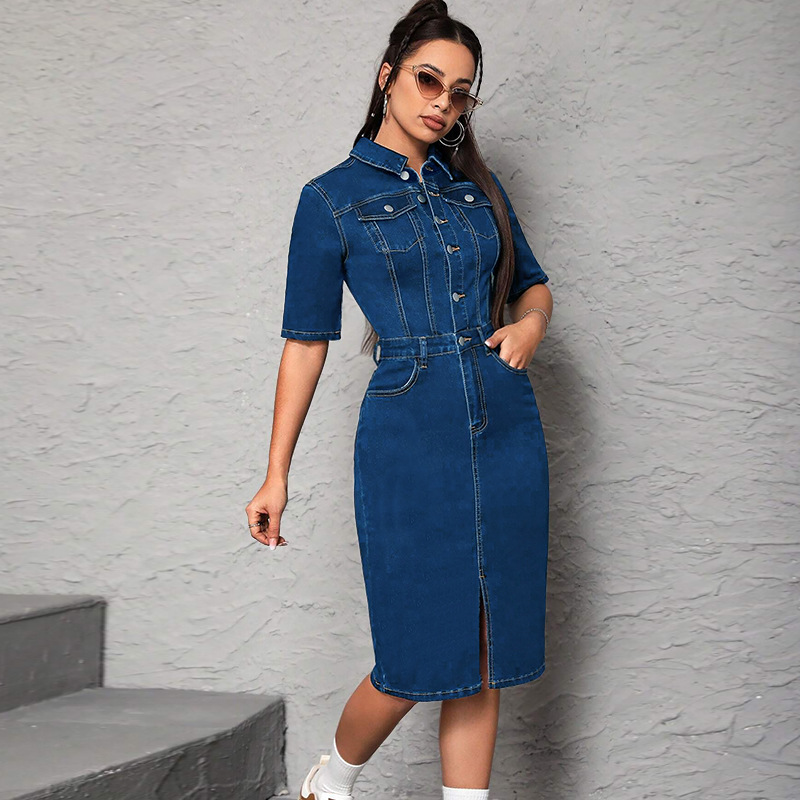 Women Long Dress Turn Down Col - огляд і ціна Wrap Dress Work