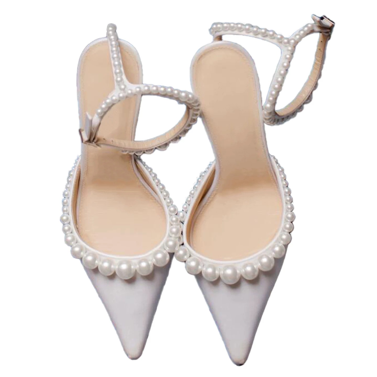 Women's White Leather Pointed  - огляд і ціна Kitten Heel Women