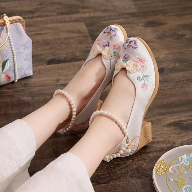 Women Vintage Pearls Ankle Str - огляд і ціна Pump Heel Block