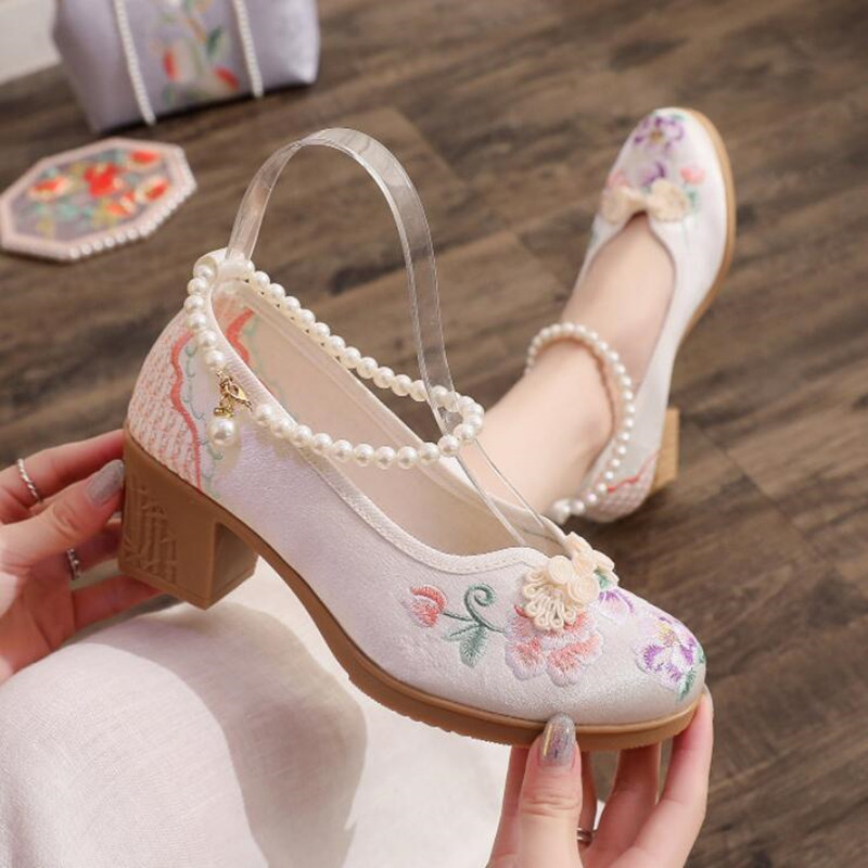 Women Vintage Pearls Ankle Str - огляд і ціна Pump Heel Block