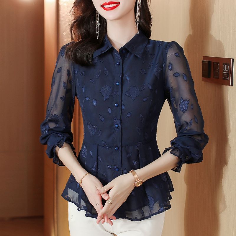 Elegant Floral Long Sleeve Chi - огляд і ціна Women'S Formal Wear Blouse