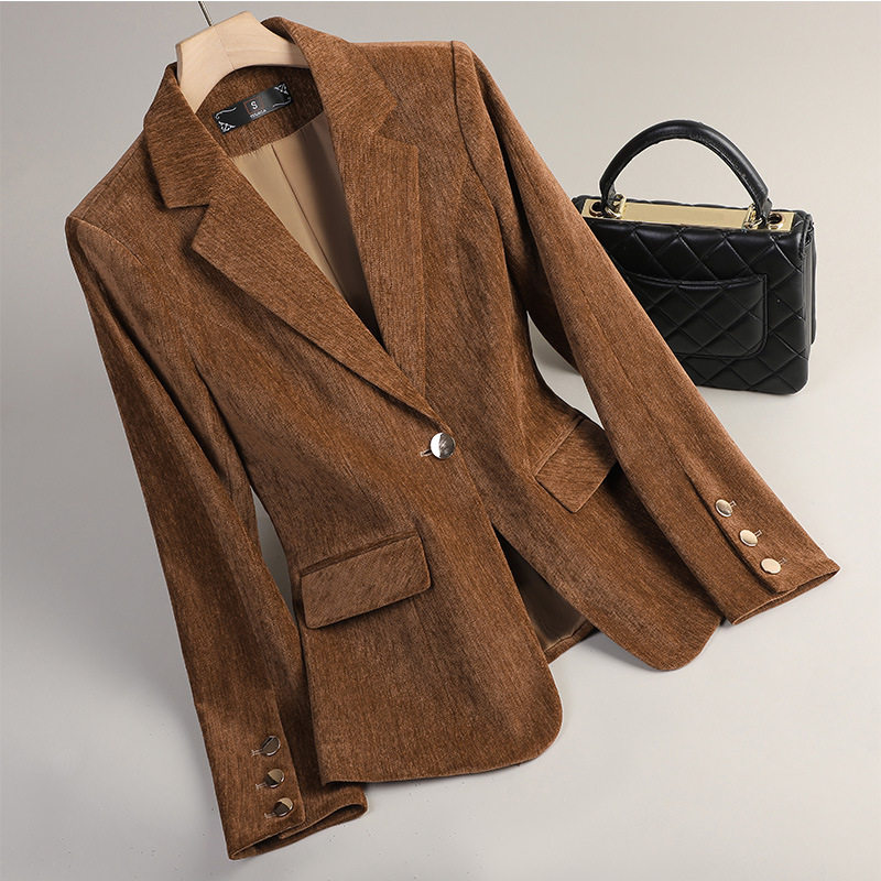 Yellow Gold Velvet Blazer Wome - огляд і ціна Women Formal Wear Winter