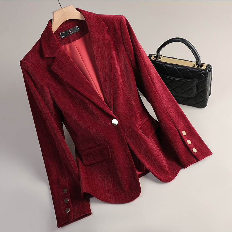 Yellow Gold Velvet Blazer Wome - огляд і ціна Women Formal Wear Winter