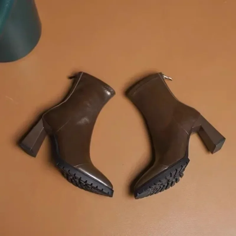 Pointed Toe French Tight Boots - огляд і ціна Pump Heel Block