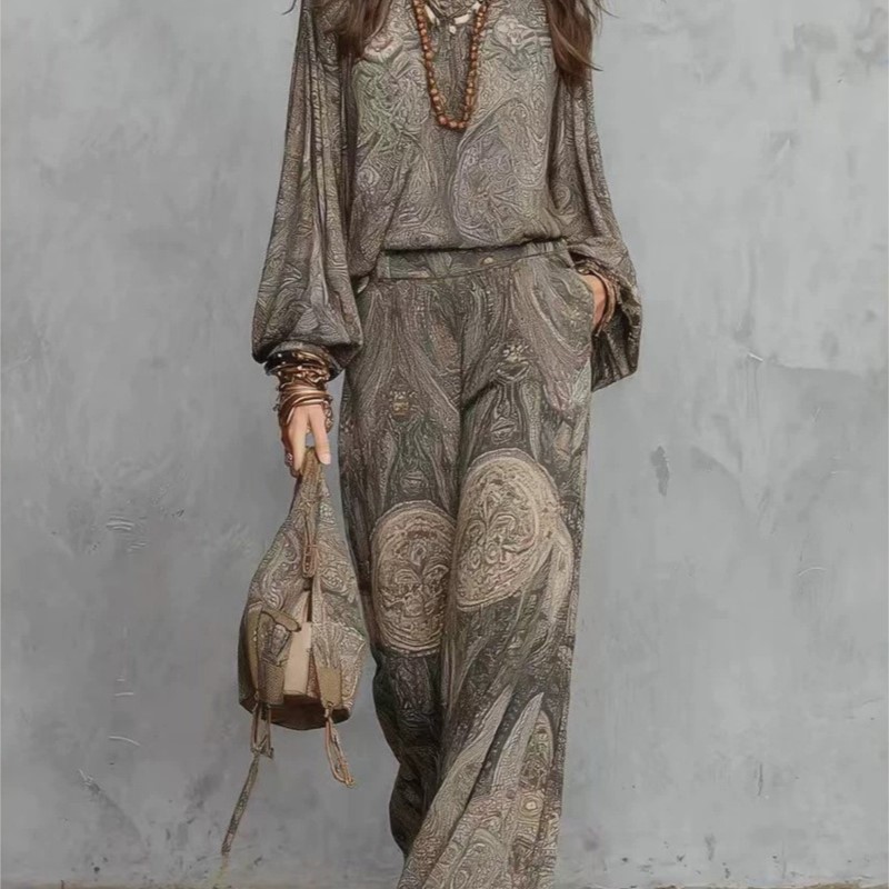 Boho Paisley Print Two-Piece S - огляд і ціна Women'S Formal Wear Blouse