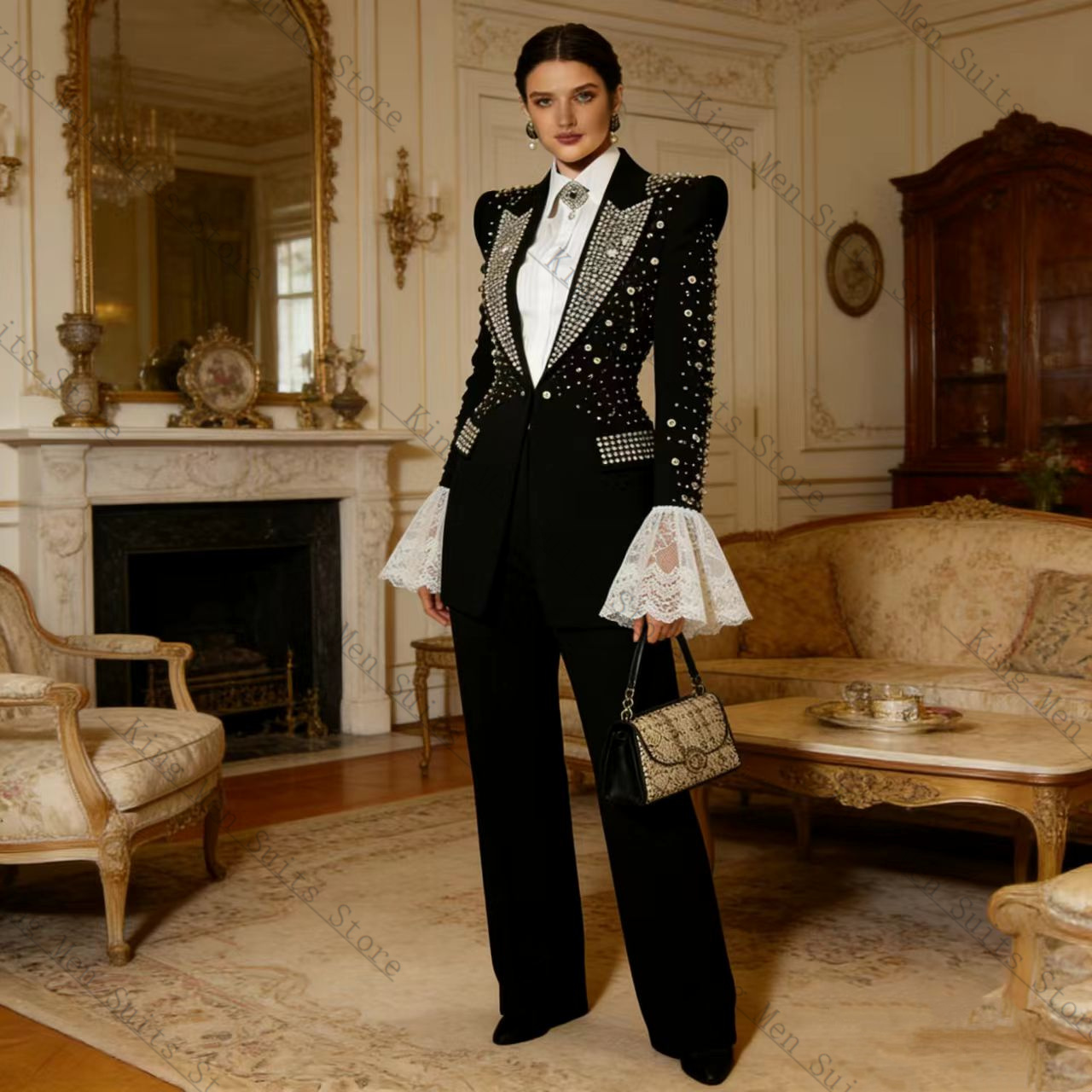 Crystals Black Women Suit Set  - огляд і ціна Women Luxury Formal Wear