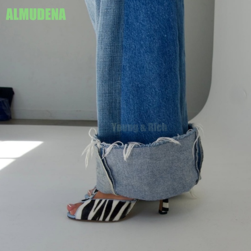 Zebra Print V-Cut Peep Toe Mul - огляд і ціна Kitten Heel Women