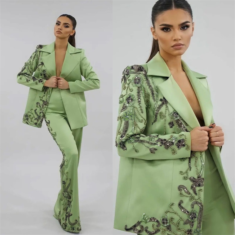 Designer Green Satin Women Sui - огляд і ціна Women Luxury Formal Wear