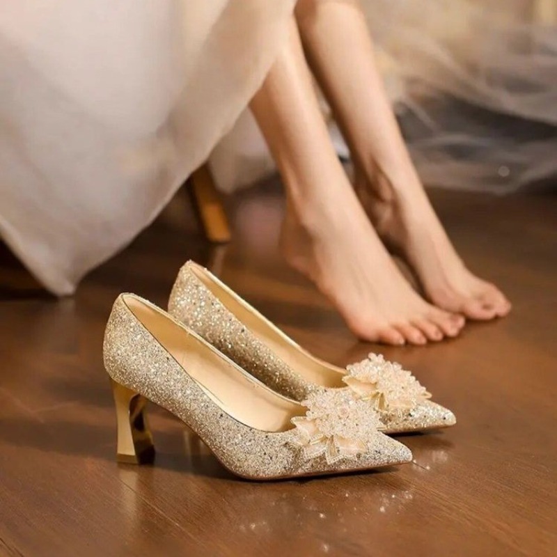Rhinestone Flower Block Heel S - огляд і ціна Pump Heel Block
